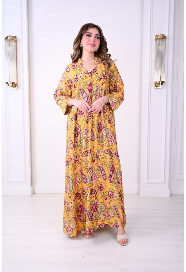 جلابية صيفية مزهرة بنقوش زهرية أنيقة