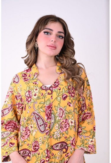 جلابية صيفية مزهرة بنقوش زهرية أنيقة