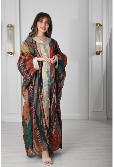 جلابية نسائية منقوشة فضفاضة 