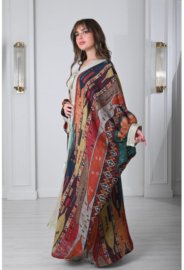 جلابية نسائية منقوشة فضفاضة 