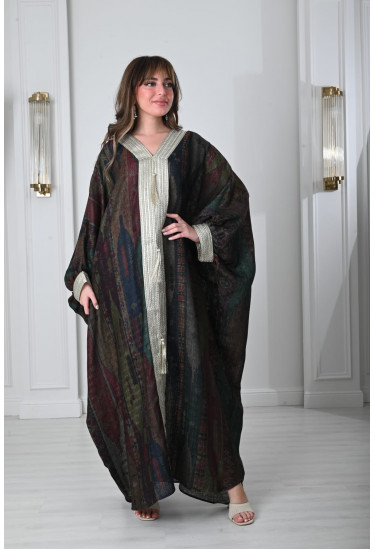 جلابية نسائية منقوشة فضفاضة 