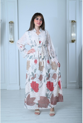 فستان نسائي بطباعات ورود رقيقة