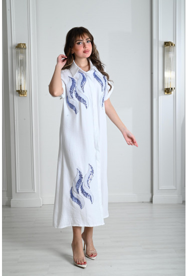 جلابية ميدي نسائية مطرزة بالترتر