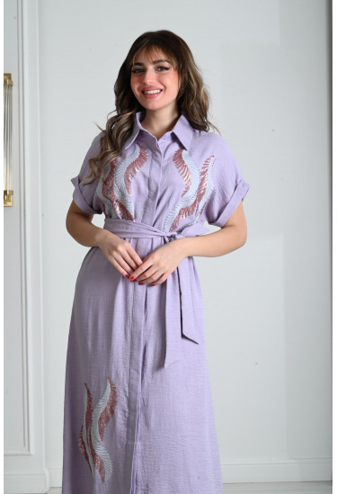 جلابية ميدي نسائية مطرزة بالترتر