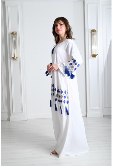 جلابية نسائية مطرزة بأكمام طويلة