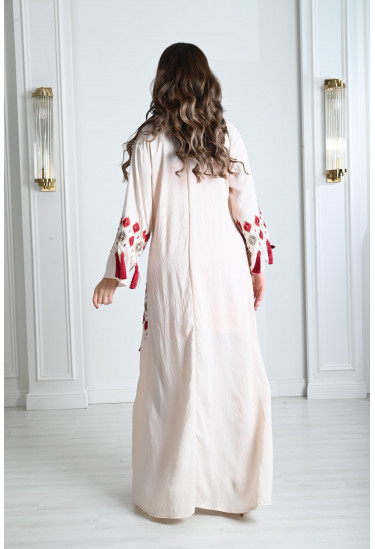 جلابية نسائية مطرزة بأكمام طويلة