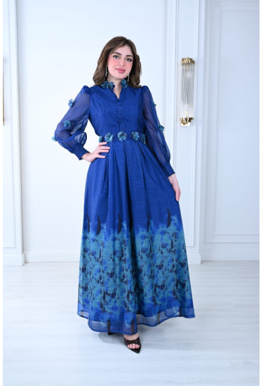 فستان فاخر أناقة ملكية بنقشة الزهور