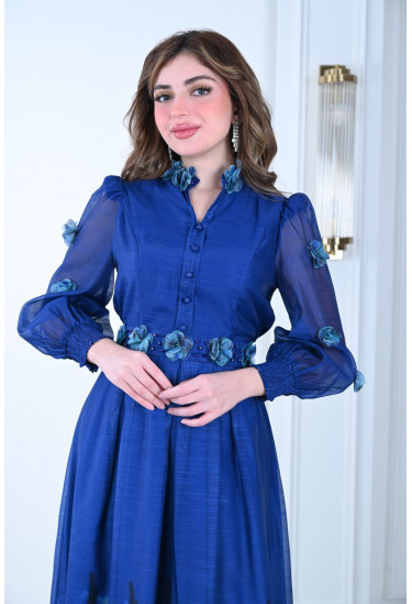 فستان فاخر أناقة ملكية بنقشة الزهور