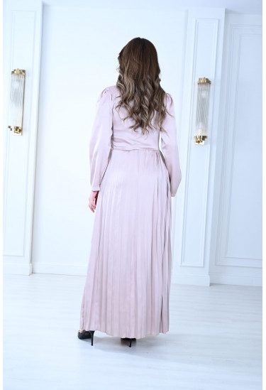 فستان سهرة أنيق بأكمام طويلة وتصميم درابيه فستان سهرة أنيق بأكمام طويلة وتصميم درابيه