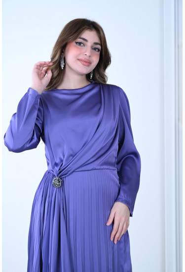 فستان سهرة أنيق بأكمام طويلة وتصميم درابيه فستان سهرة أنيق بأكمام طويلة وتصميم درابيه