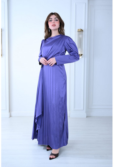 فستان سهرة أنيق بأكمام طويلة وتصميم درابيه فستان سهرة أنيق بأكمام طويلة وتصميم درابيه