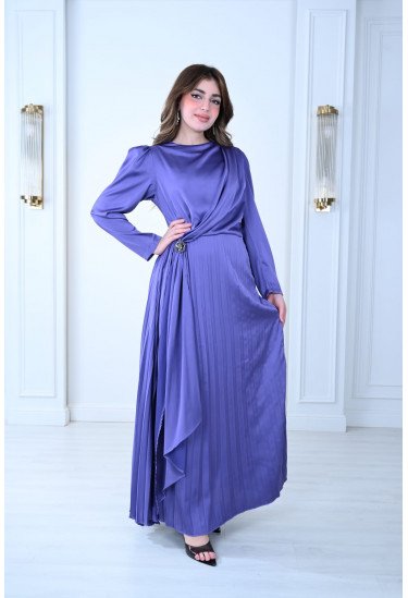 فستان سهرة أنيق بأكمام طويلة وتصميم درابيه فستان سهرة أنيق بأكمام طويلة وتصميم درابيه