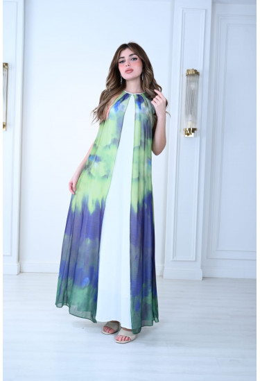 فستان طويل بألوان متدرجة 