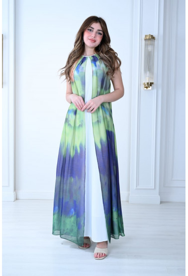 فستان طويل بألوان متدرجة 