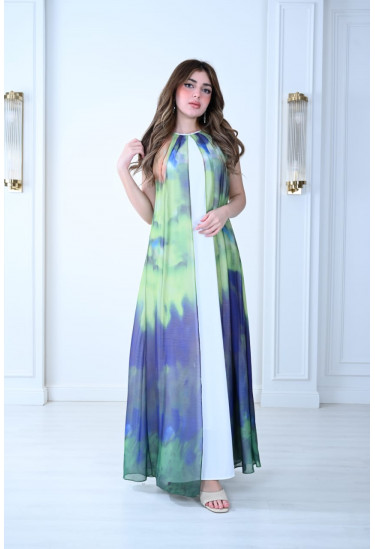 فستان طويل بألوان متدرجة 