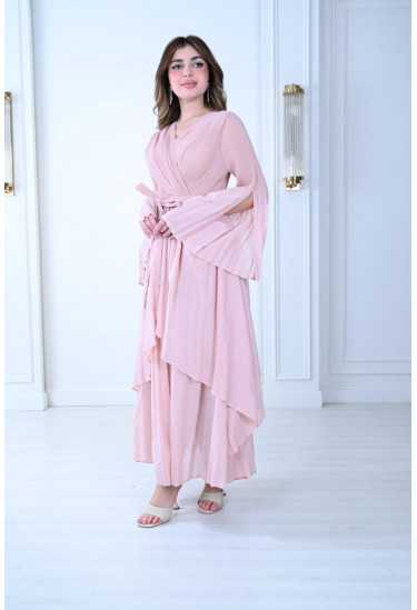 فستان أنيق بتصميم كروس وأكمام واسعة فستان أنيق بتصميم كروس وأكمام واسعة