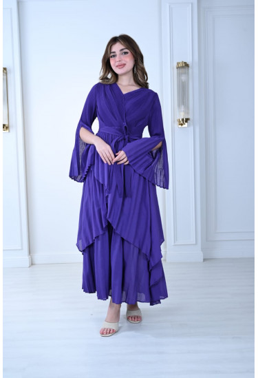 فستان أنيق بتصميم كروس وأكمام واسعة فستان أنيق بتصميم كروس وأكمام واسعة