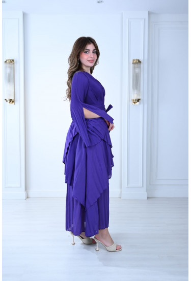 فستان أنيق بتصميم كروس وأكمام واسعة فستان أنيق بتصميم كروس وأكمام واسعة