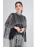 فستان سهرة بترتر و مزين بالشراشيب فستان سهرة بترتر و مزين بالشراشيب