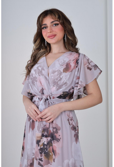 فستان نسائي رقيق بطباعات ملونه