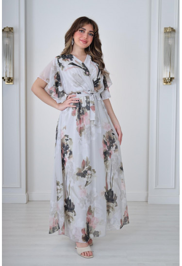 فستان نسائي رقيق بطباعات ملونه