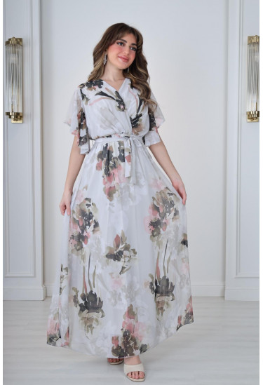 فستان نسائي رقيق بطباعات ملونه