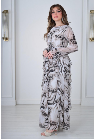 فستان نسائي بطباعات نمريه 