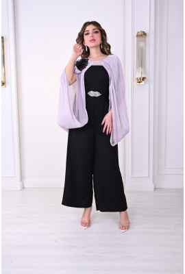 جمبسوت أنيق بكاب فضفاض وتفاصيل زهرية