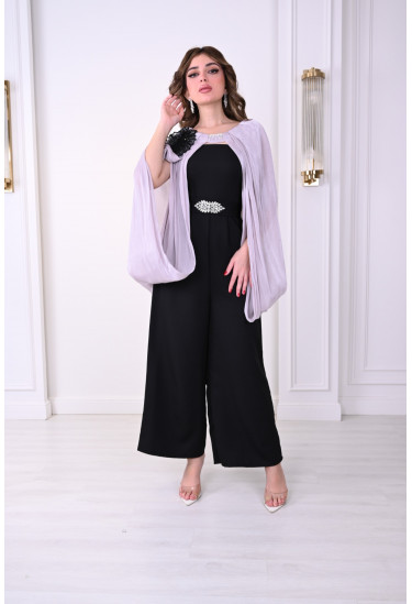 جمبسوت أنيق بكاب فضفاض وتفاصيل زهرية جمبسوت أنيق بكاب فضفاض وتفاصيل زهرية