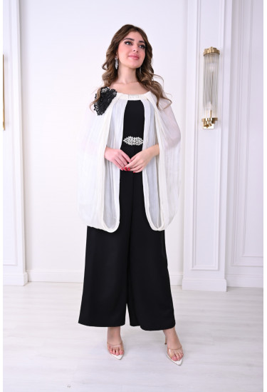 جمبسوت أنيق بكاب فضفاض وتفاصيل زهرية جمبسوت أنيق بكاب فضفاض وتفاصيل زهرية