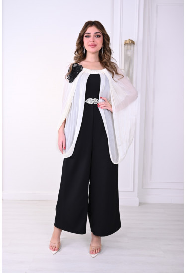 جمبسوت أنيق بكاب فضفاض وتفاصيل زهرية جمبسوت أنيق بكاب فضفاض وتفاصيل زهرية