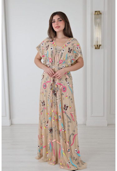 فستان كاجوال ناعم مطرز يدويًا فستان كاجوال ناعم مطرز يدويًا