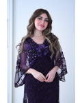 فستان سهرة راقي دانتيل بشيفون مطرز وأكمام واسعة فستان سهرة راقي دانتيل بشيفون مطرز وأكمام واسعة