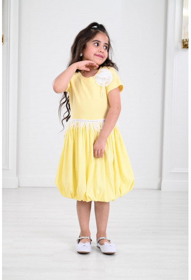 فستان بناتي مزين بالريش فستان بناتي مزين بالريش