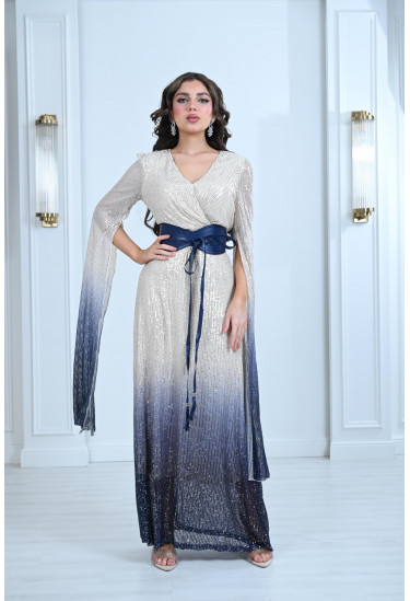 فستان سهرة بأكمام طويلة