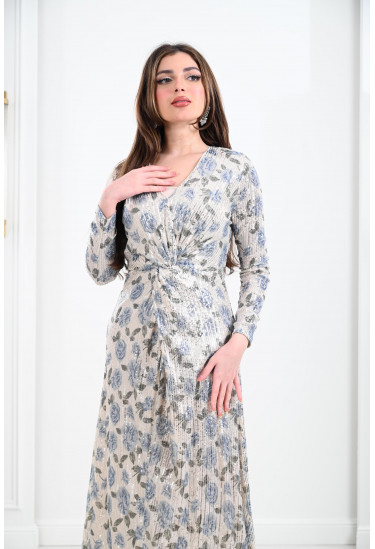 فستان سهرة نسائي مزين بترتر