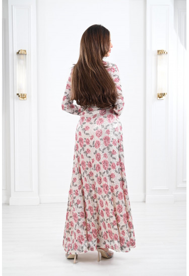 فستان سهرة نسائي مزين بترتر