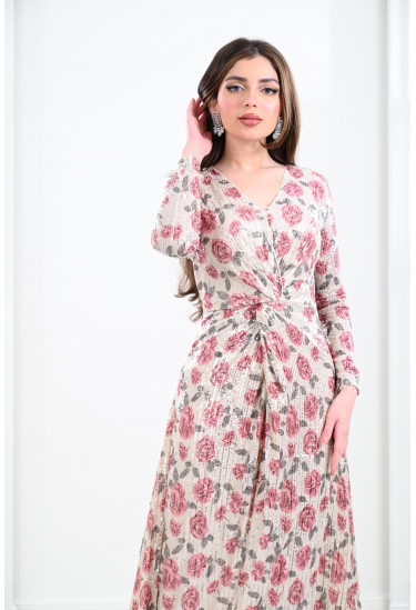 فستان سهرة نسائي مزين بترتر