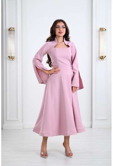 فستان ميدي بأكمام مفتوحة