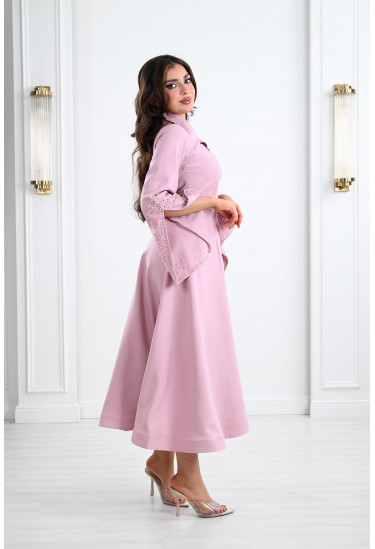 فستان ميدي بأكمام مفتوحة