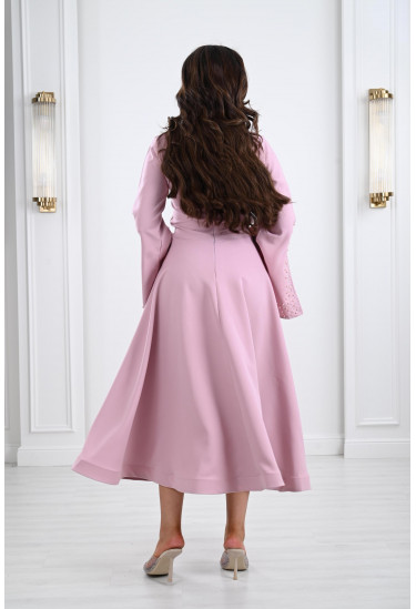 فستان ميدي بأكمام مفتوحة