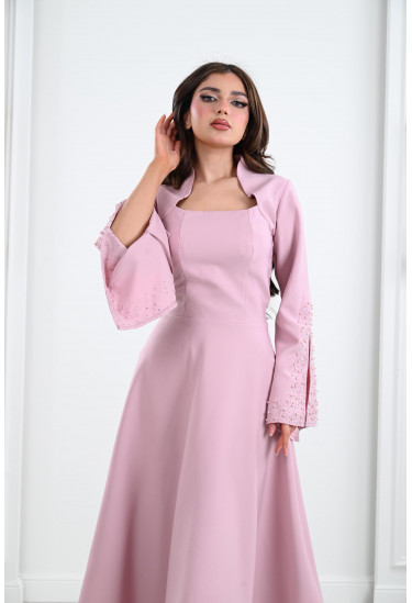 فستان ميدي بأكمام مفتوحة