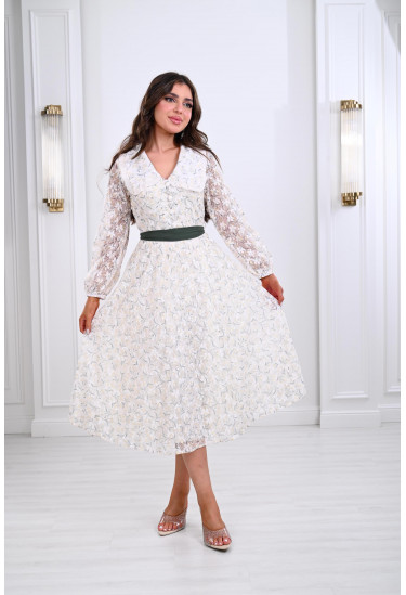 فستان ميدي بياقة أنيقة