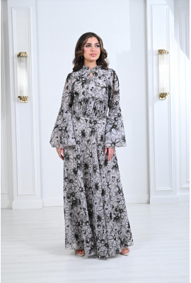 فستان نسائي طويل منقوش