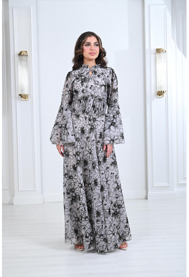 فستان نسائي طويل منقوش