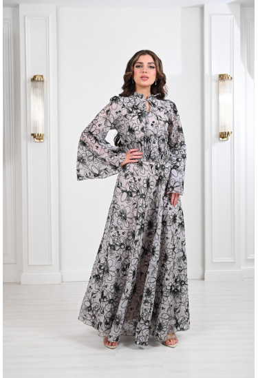 فستان نسائي طويل منقوش