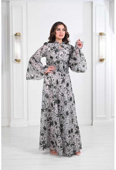 فستان نسائي طويل منقوش