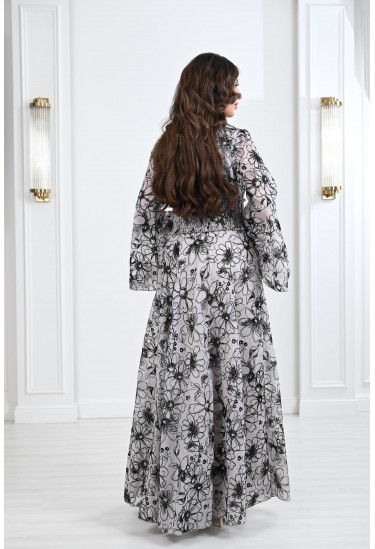 فستان نسائي طويل منقوش