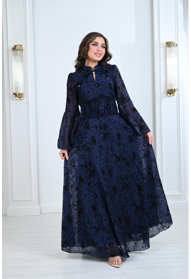 فستان نسائي طويل منقوش