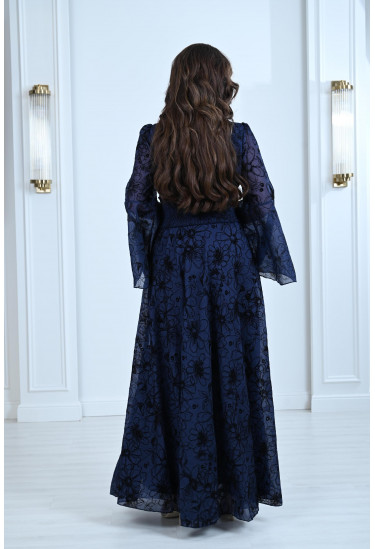 فستان نسائي طويل منقوش